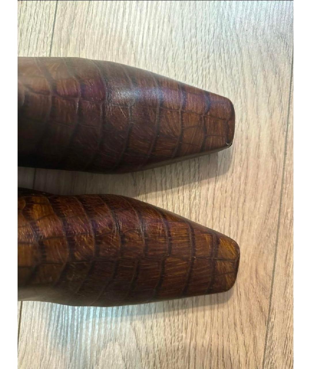 CHRISTIAN DIOR Коричневые кожаные сапоги, фото 3