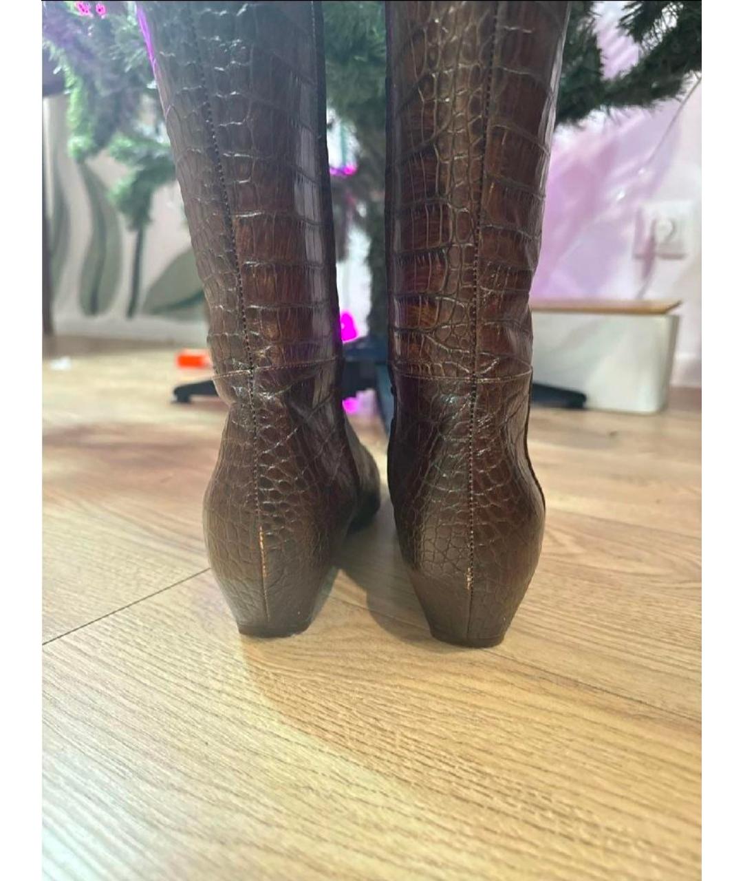 CHRISTIAN DIOR Коричневые кожаные сапоги, фото 4