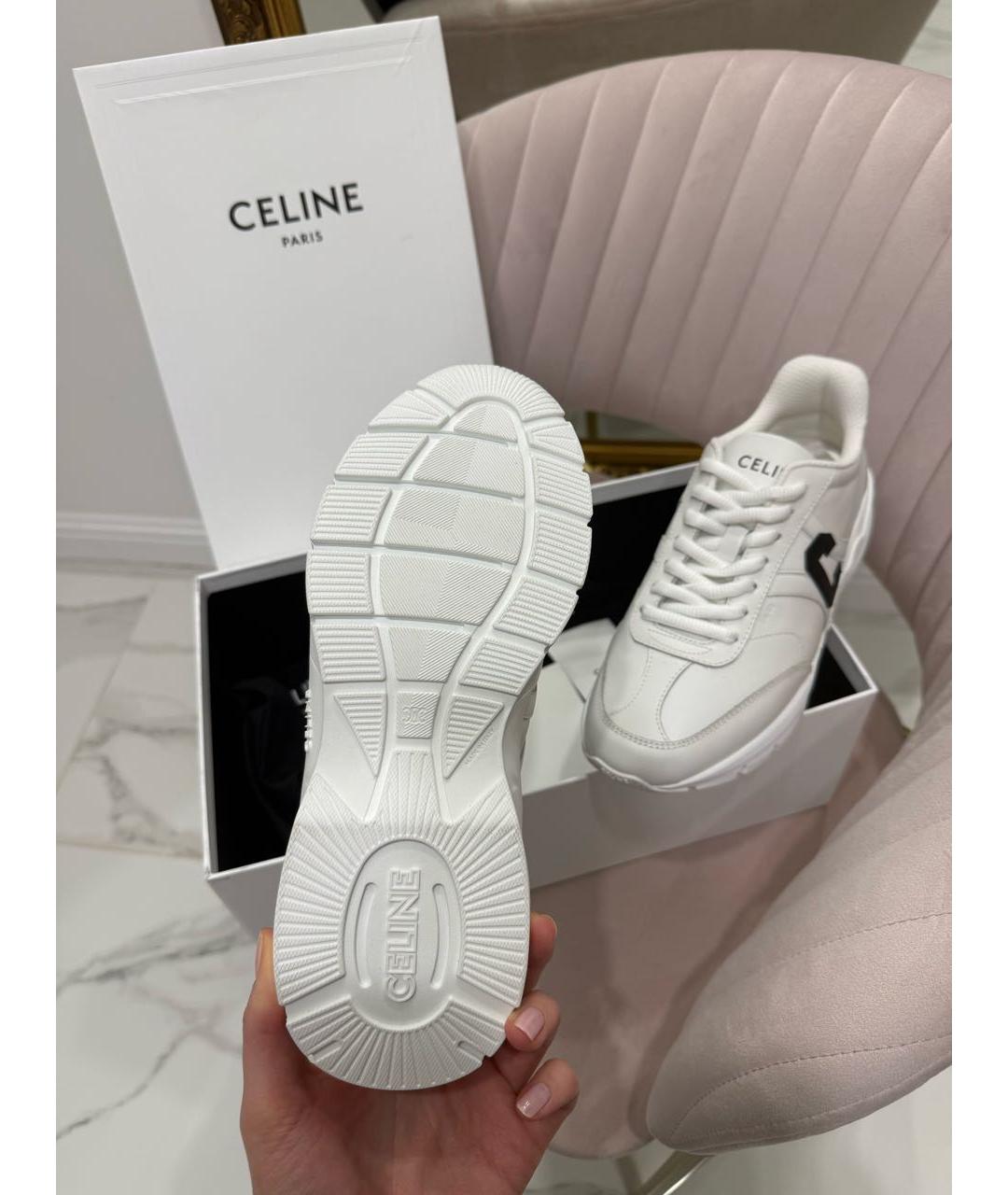 CELINE Белые кожаные кроссовки, фото 8