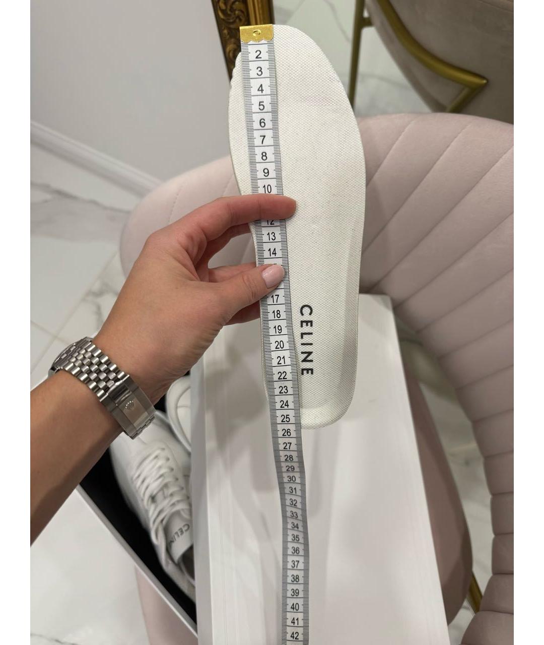 CELINE Белые кожаные кроссовки, фото 6