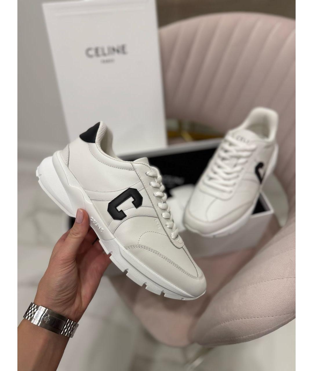 CELINE Белые кожаные кроссовки, фото 3