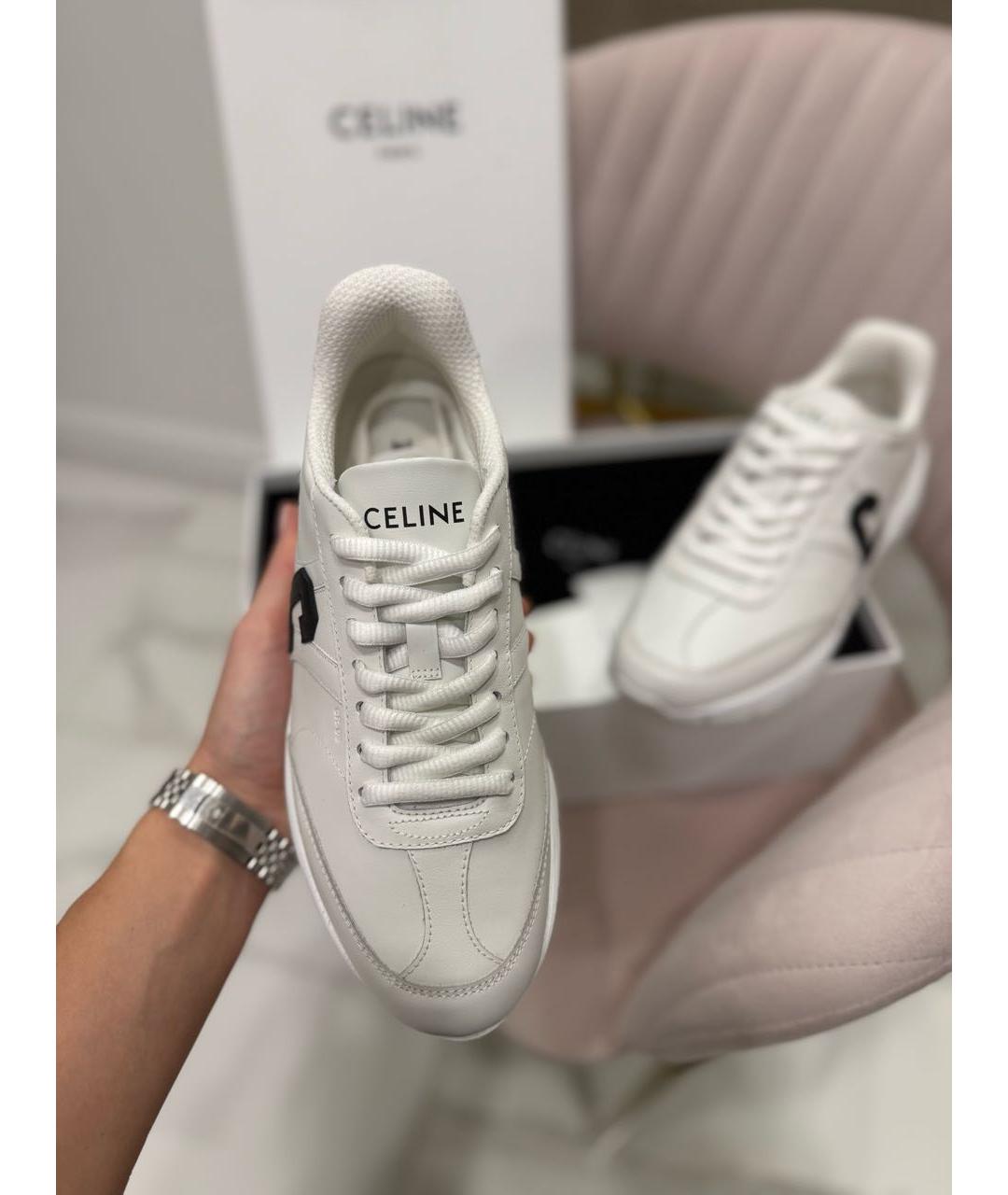 CELINE Белые кожаные кроссовки, фото 4