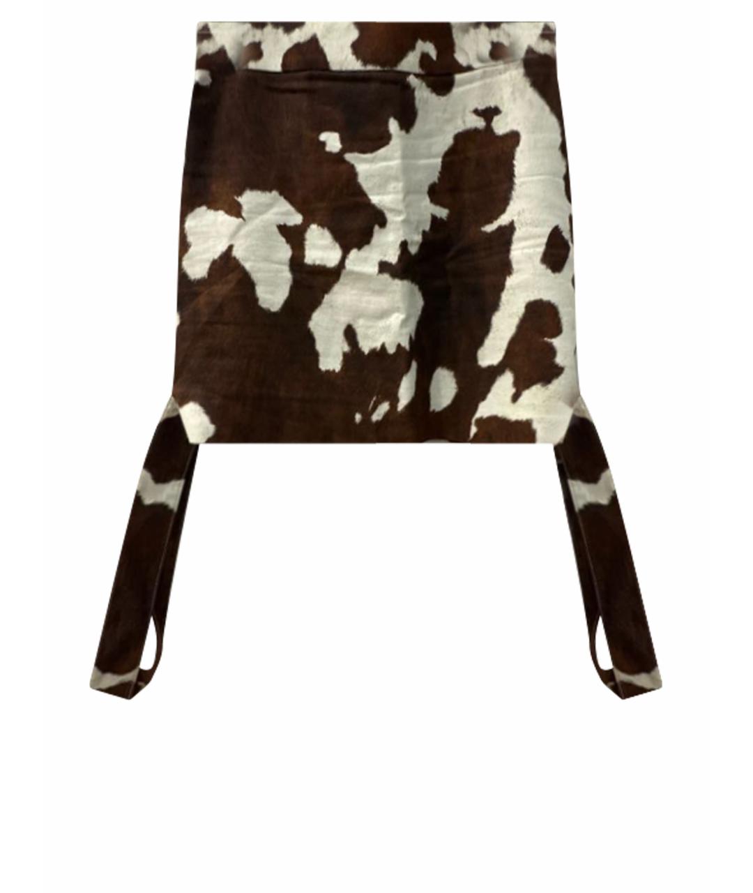 BURBERRY Коричневая хлопковая юбка мини, фото 1