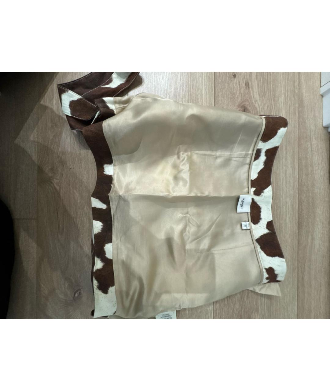 BURBERRY Коричневая хлопковая юбка мини, фото 3