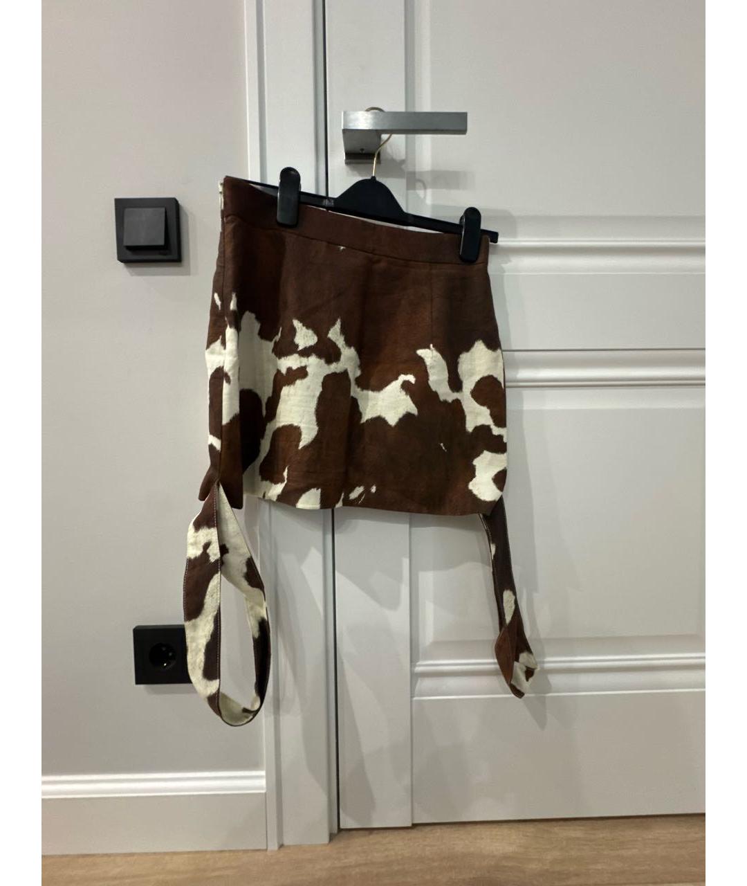 BURBERRY Коричневая хлопковая юбка мини, фото 2