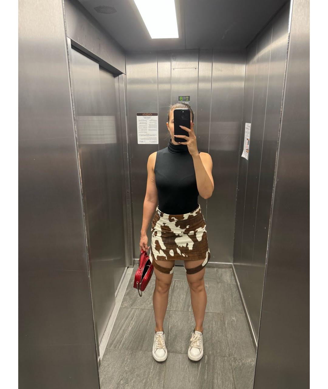 BURBERRY Коричневая хлопковая юбка мини, фото 6