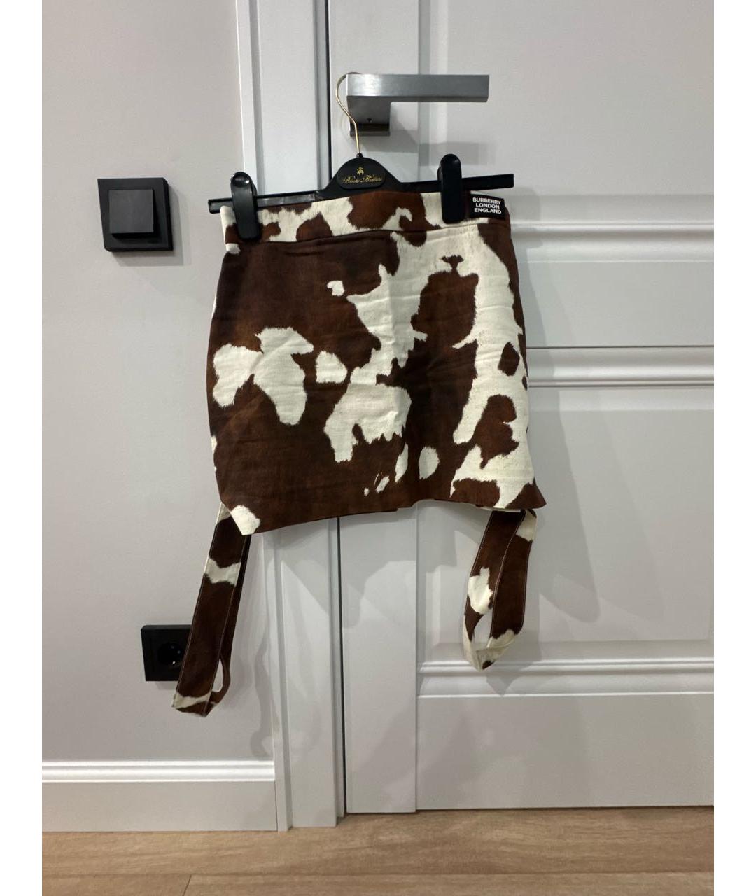 BURBERRY Коричневая хлопковая юбка мини, фото 7