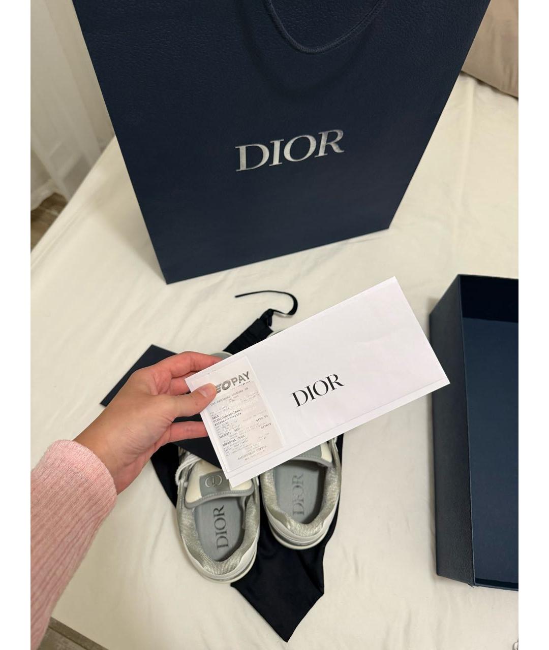 CHRISTIAN DIOR Белые кожаные низкие кроссовки / кеды, фото 4