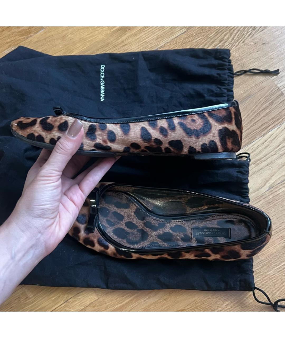 DOLCE&GABBANA Коричневые кожаные балетки, фото 5