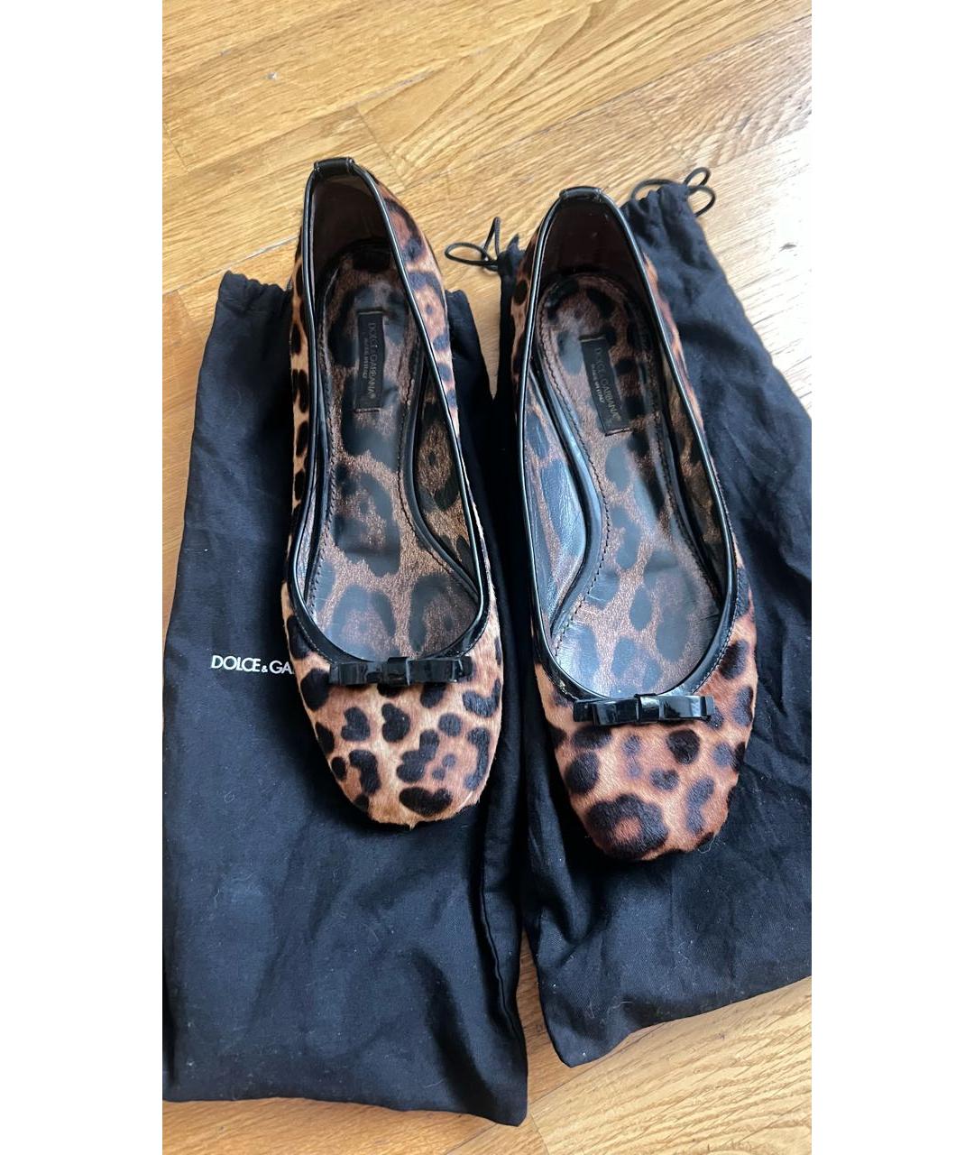 DOLCE&GABBANA Коричневые кожаные балетки, фото 2