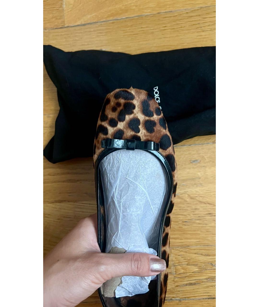 DOLCE&GABBANA Коричневые кожаные балетки, фото 3