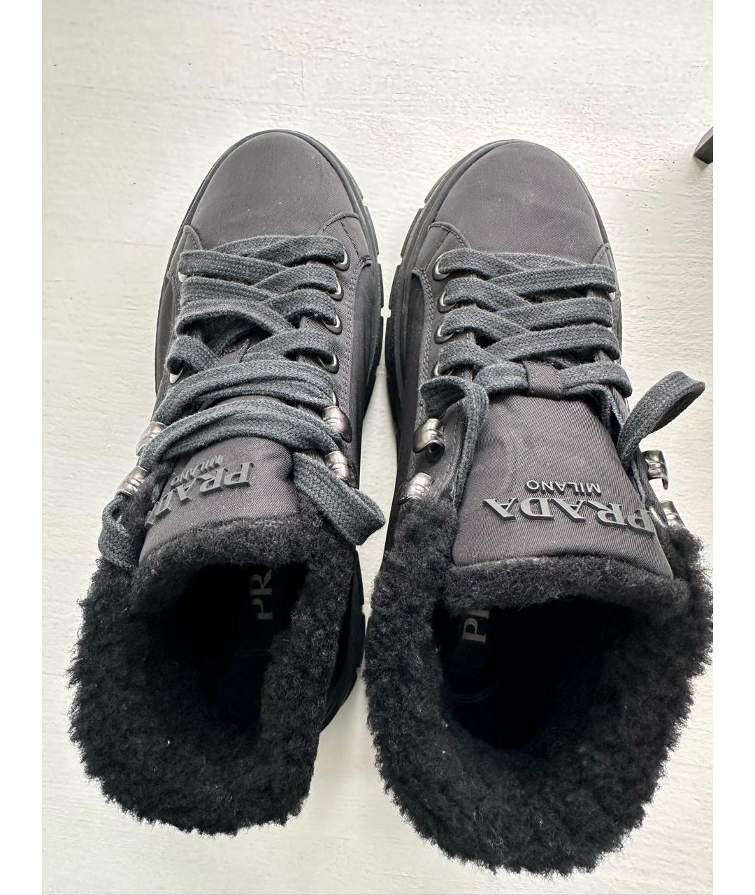 PRADA Черные текстильные ботинки, фото 3