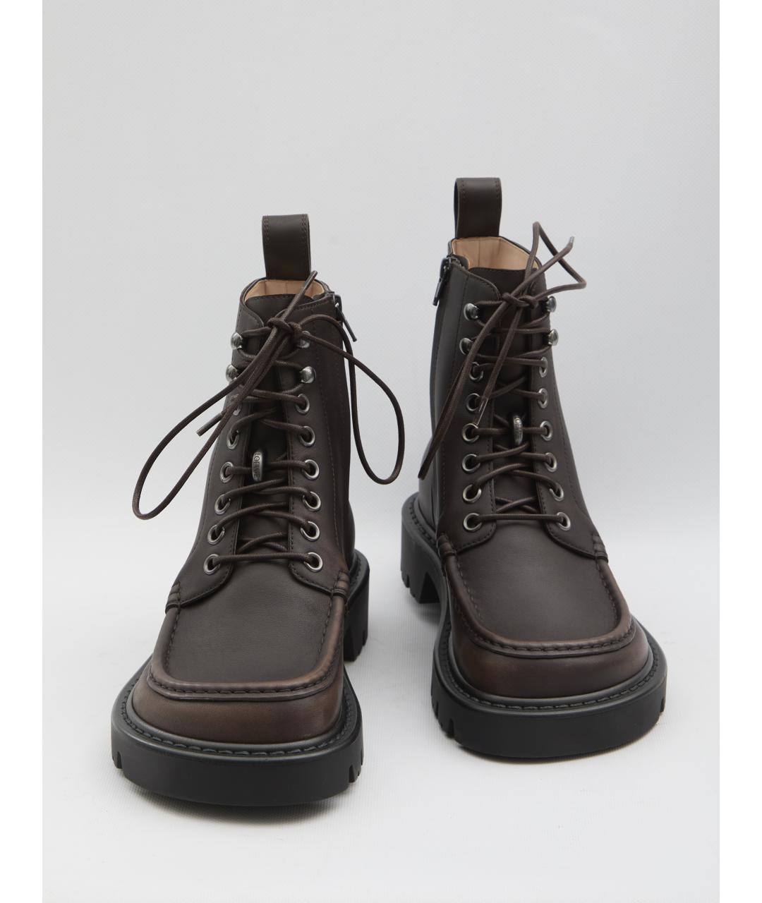 LOEWE Коричневые кожаные низкие ботинки, фото 5