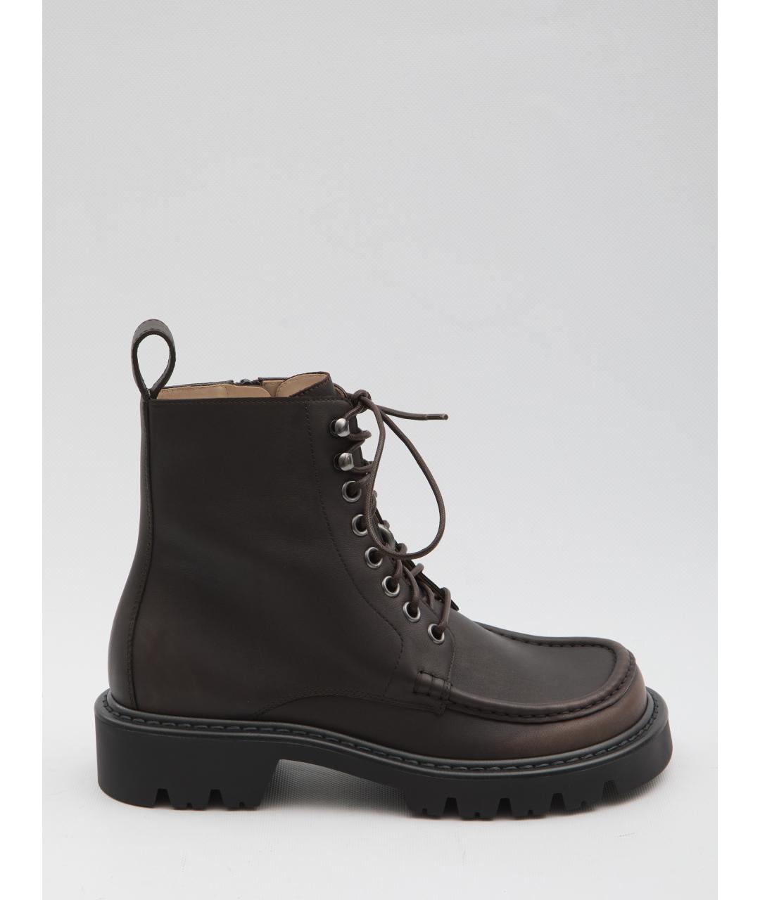 LOEWE Коричневые кожаные низкие ботинки, фото 6