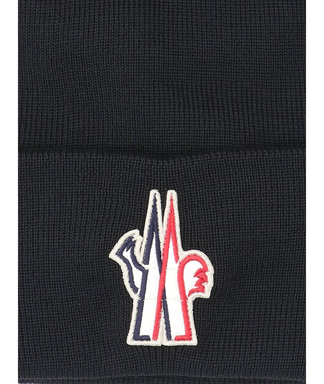 MONCLER GRENOBLE Черная шерстяная шапка, фото 2