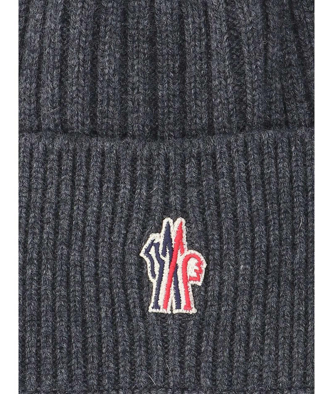 MONCLER GRENOBLE Серая кашемировая шапка, фото 3