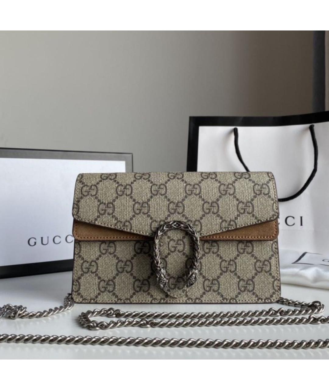 GUCCI Бежевая кожаная сумка через плечо, фото 2