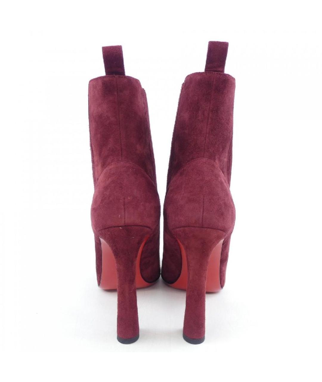 CHRISTIAN LOUBOUTIN Бордовые замшевые сапоги, фото 4