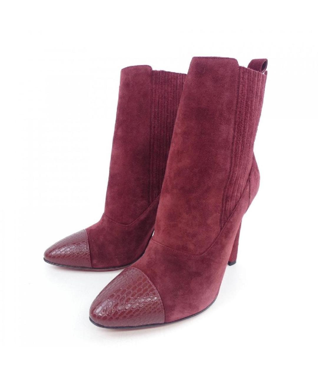CHRISTIAN LOUBOUTIN Бордовые замшевые сапоги, фото 2