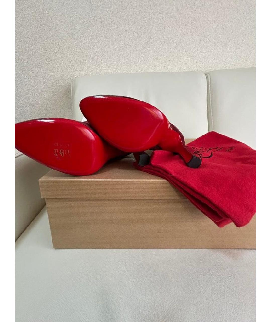 CHRISTIAN LOUBOUTIN Бордовые замшевые полусапоги, фото 6
