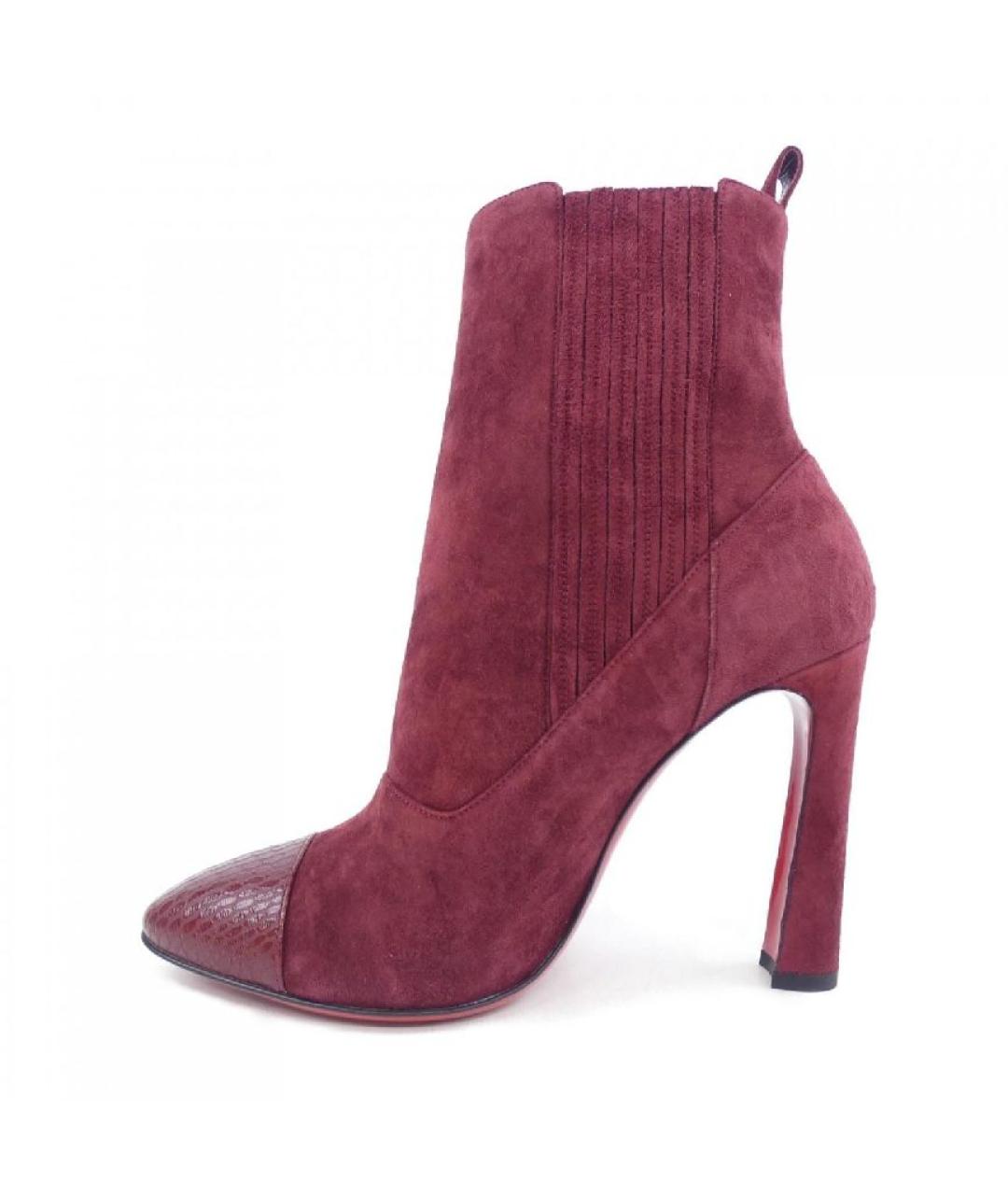 CHRISTIAN LOUBOUTIN Бордовые замшевые сапоги, фото 3