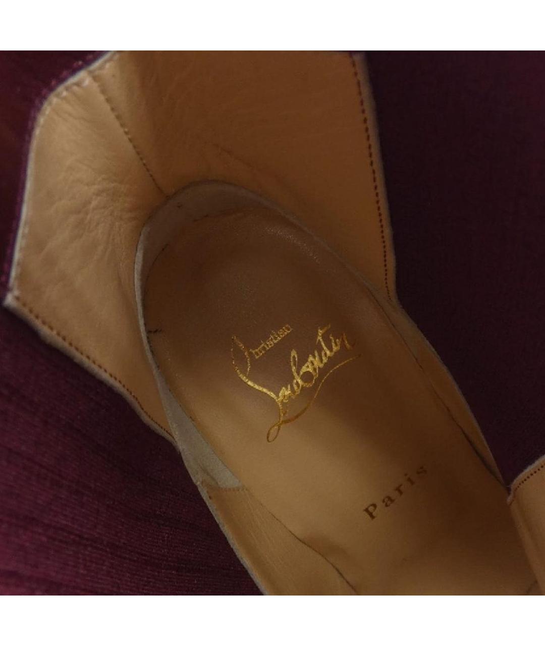 CHRISTIAN LOUBOUTIN Бордовые замшевые сапоги, фото 5
