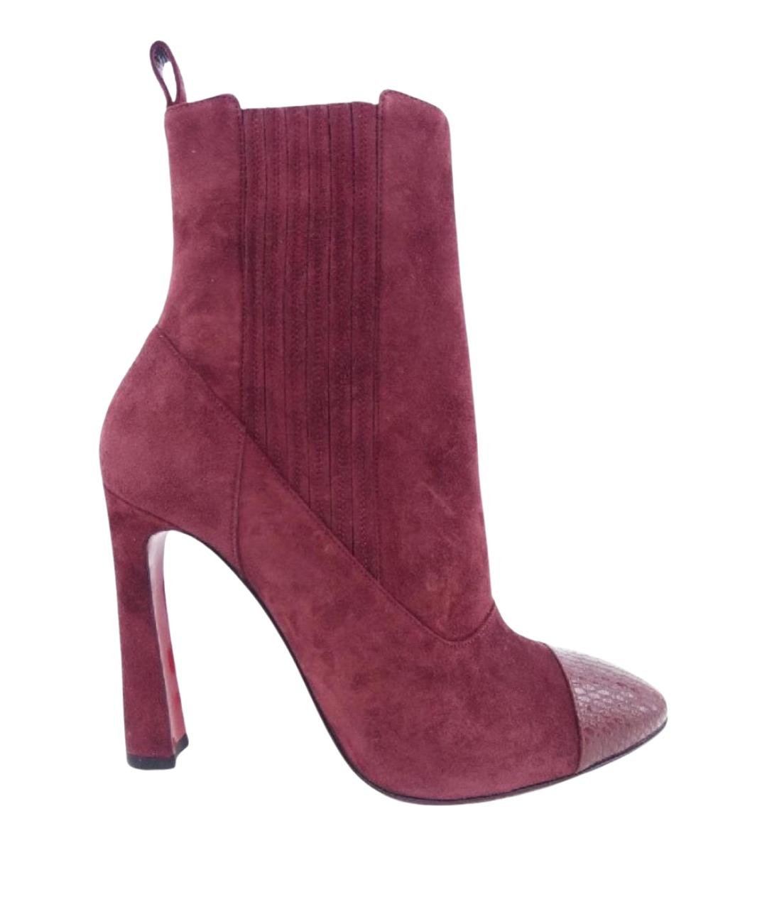 CHRISTIAN LOUBOUTIN Бордовые замшевые сапоги, фото 1