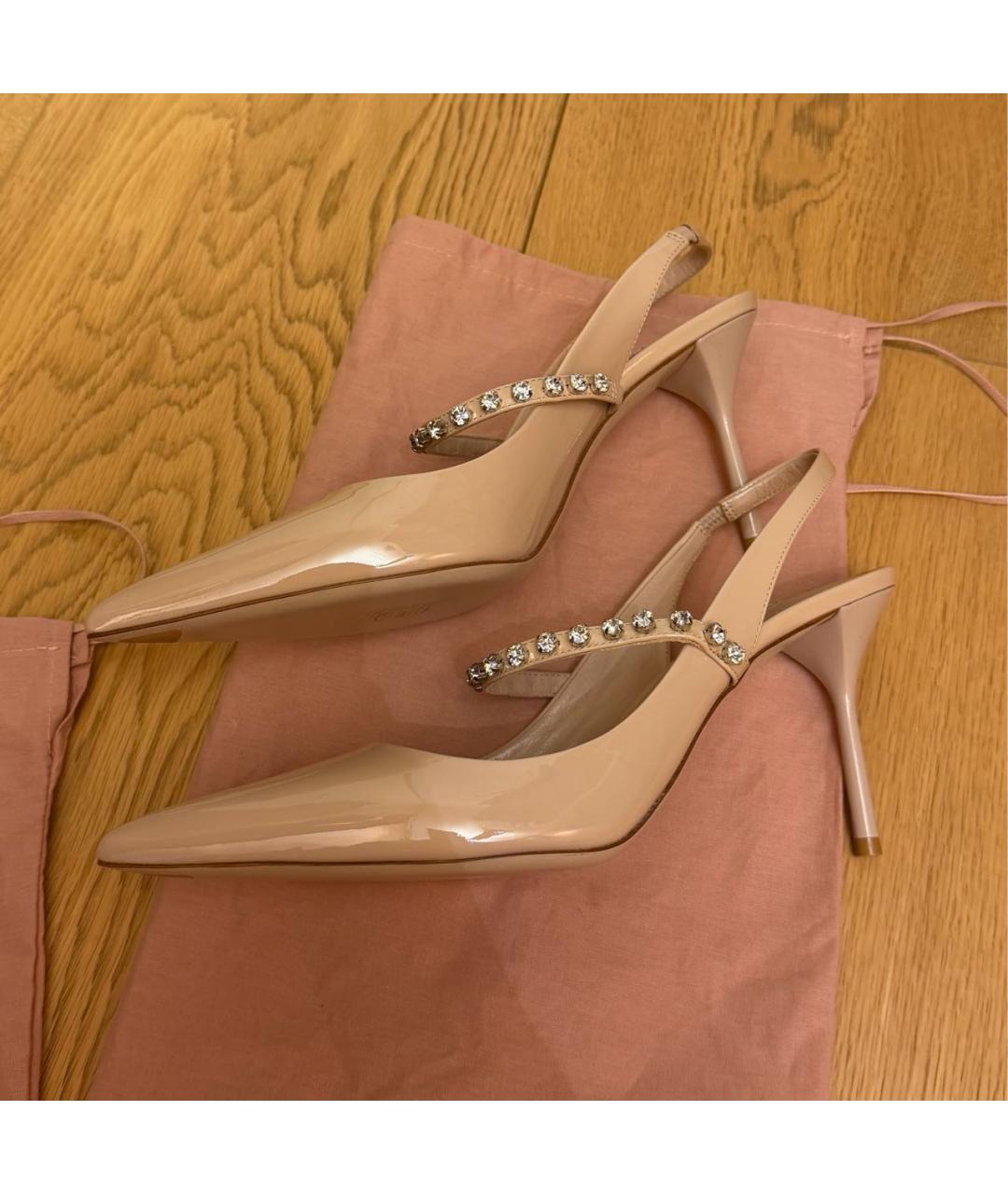 MIU MIU Бежевые туфли из лакированной кожи, фото 6