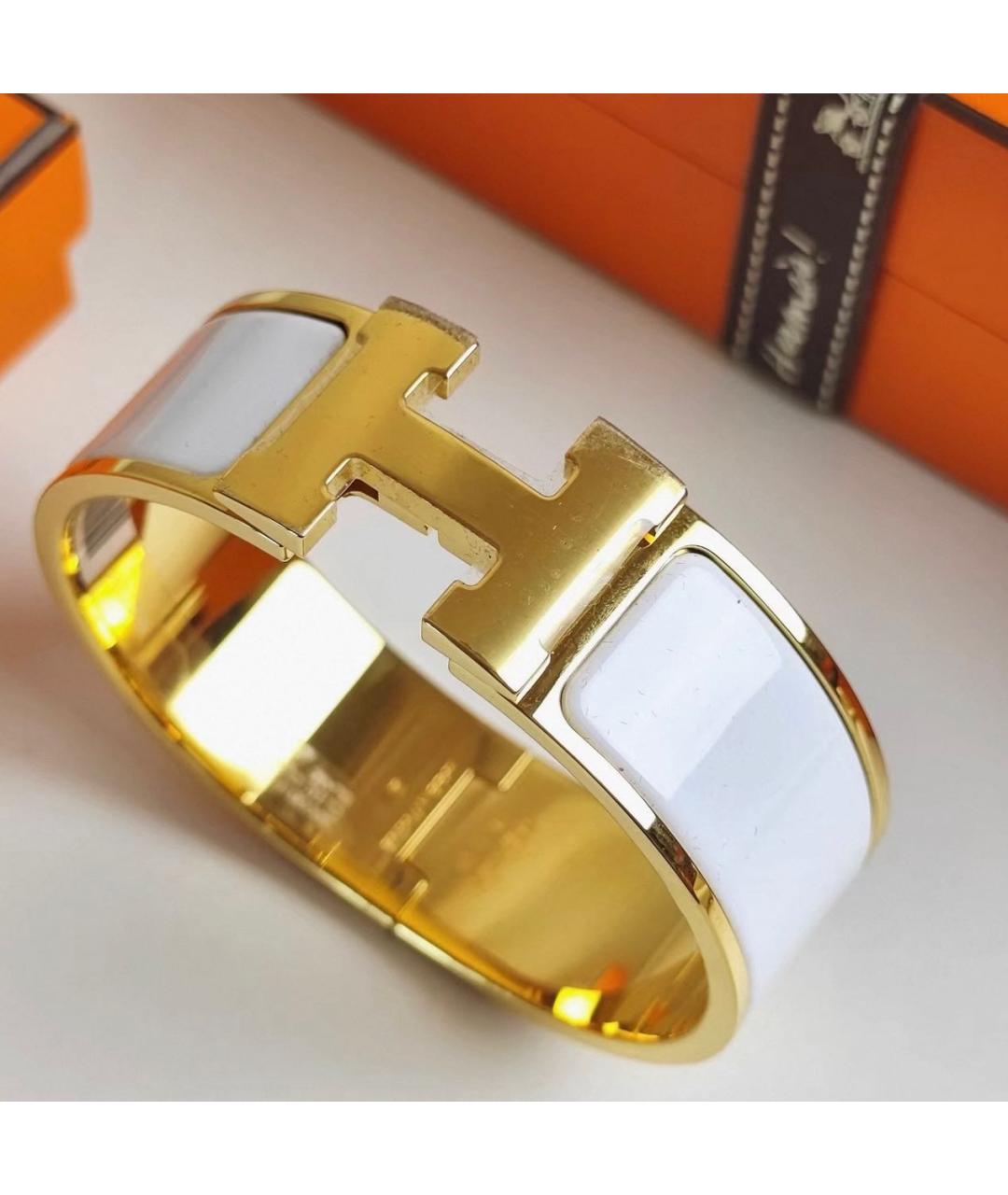 HERMES Белый позолоченный браслет, фото 2