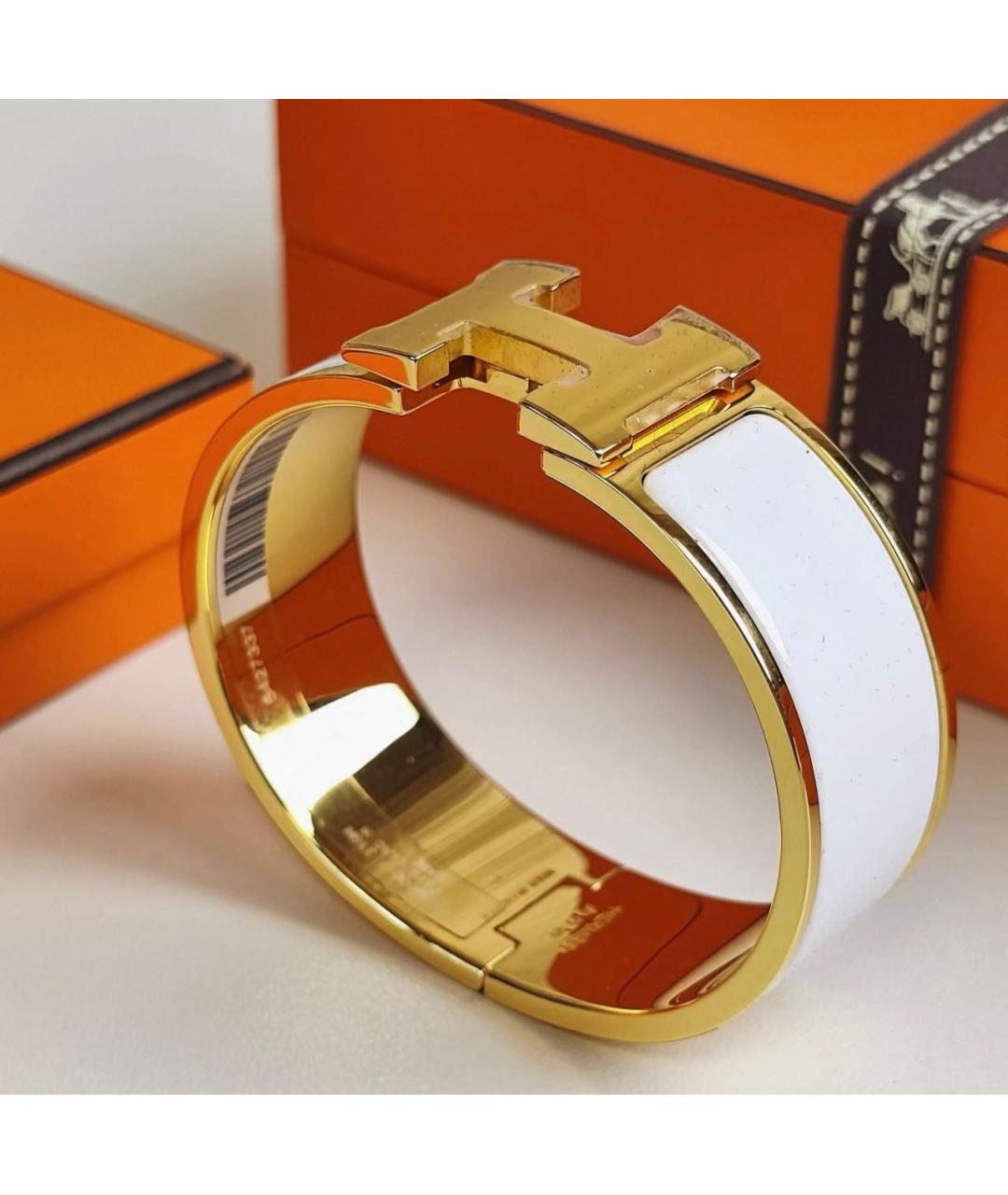 HERMES Белый позолоченный браслет, фото 3