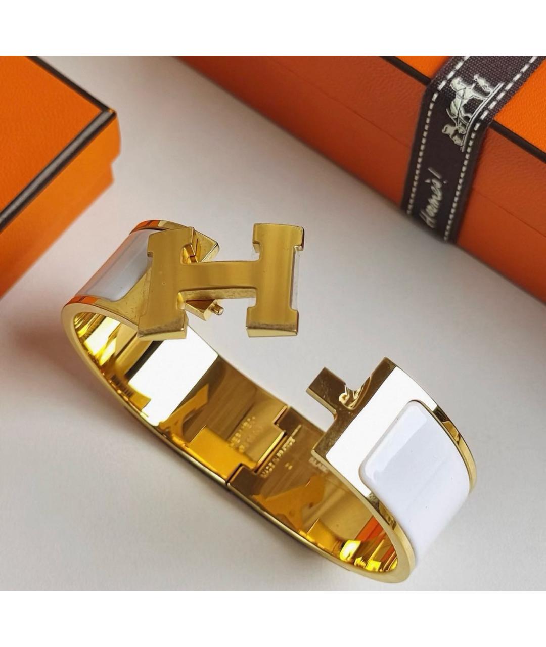 HERMES Белый позолоченный браслет, фото 4