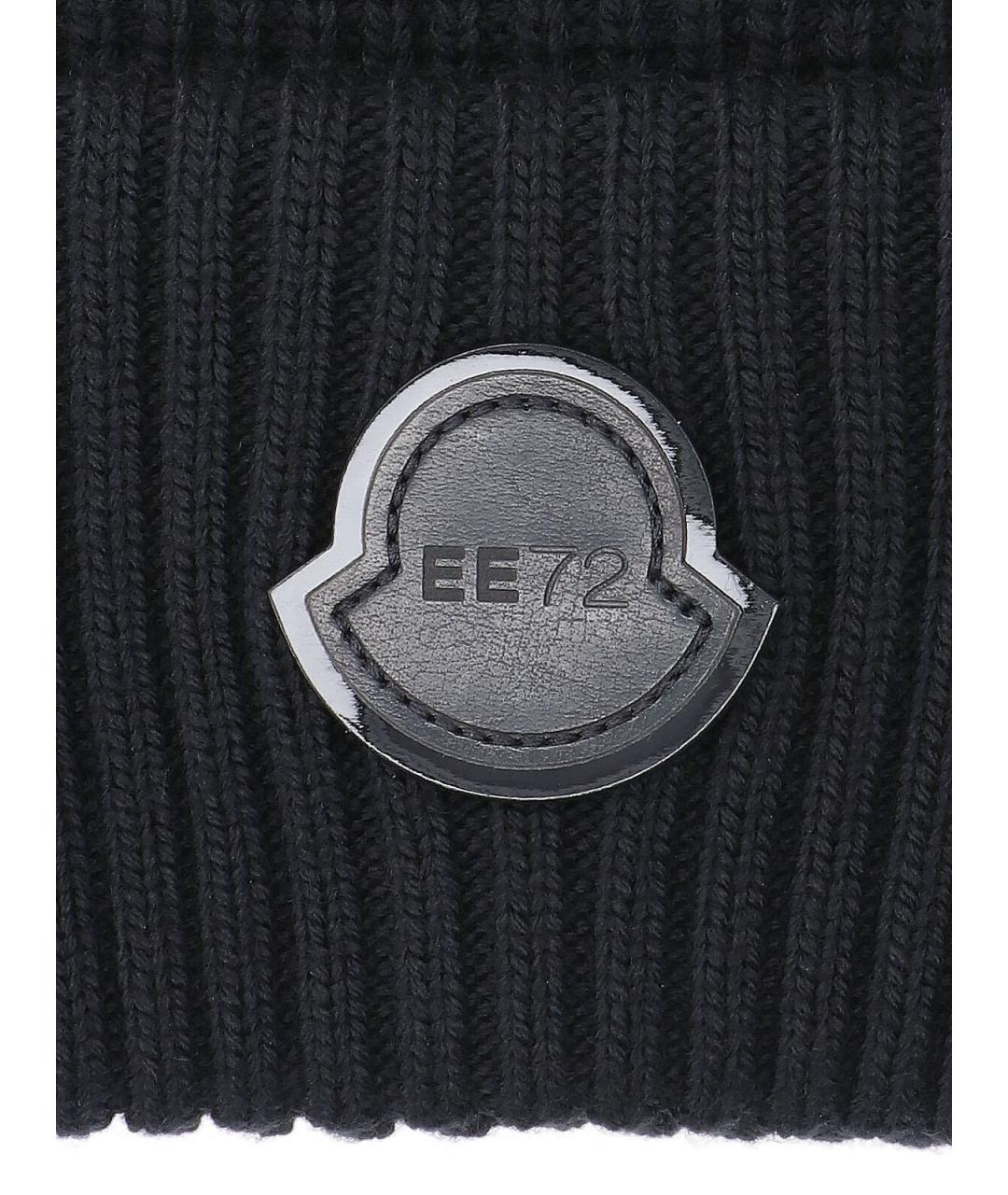 MONCLER Черная шерстяная шапка, фото 3