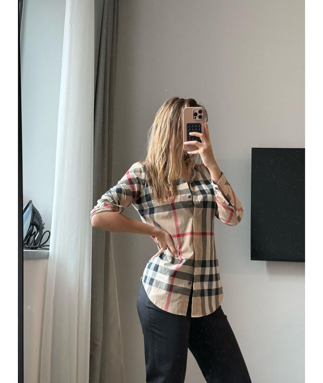 BURBERRY Бежевая хлопковая рубашка, фото 6