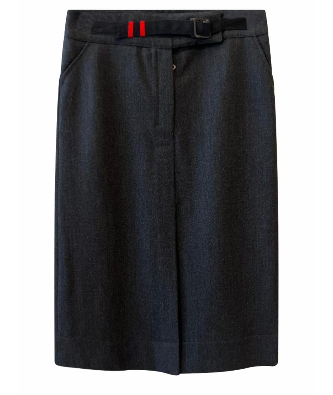 PRADA Антрацитовая полиамидовая юбка миди, фото 1