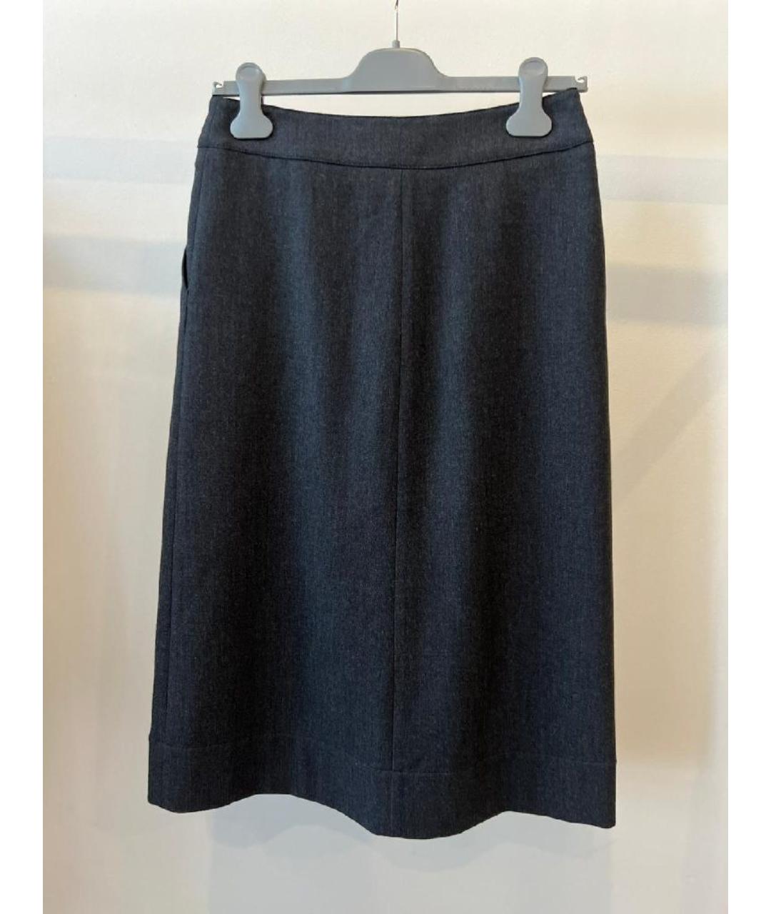 PRADA Антрацитовая полиамидовая юбка миди, фото 2