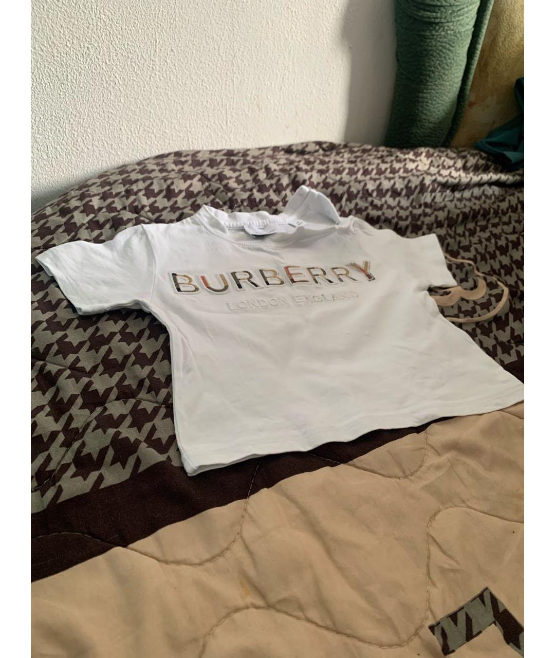 BURBERRY Белая хлопковая детская футболка, фото 3