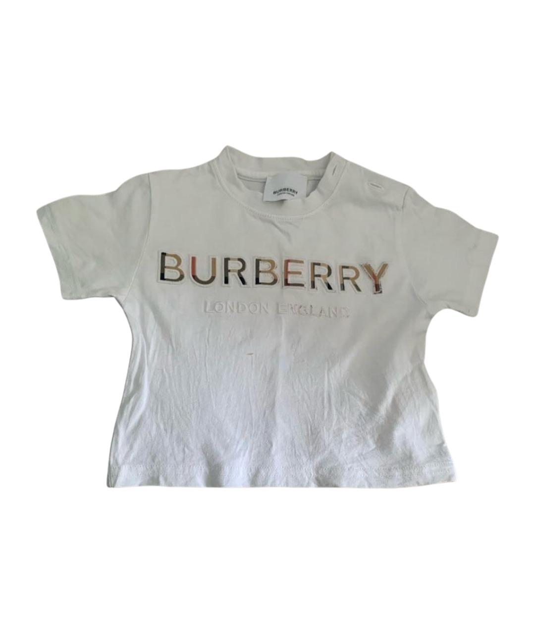 BURBERRY Белая хлопковая детская футболка, фото 1