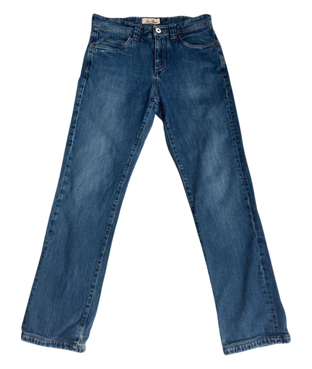 LORO PIANA Голубые хлопковые прямые джинсы, фото 1