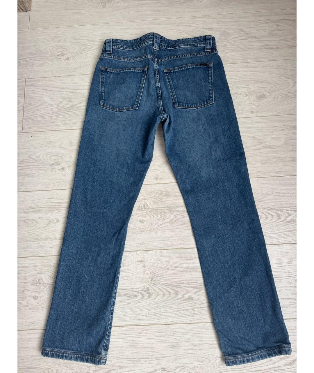 LORO PIANA Голубые хлопковые прямые джинсы, фото 2