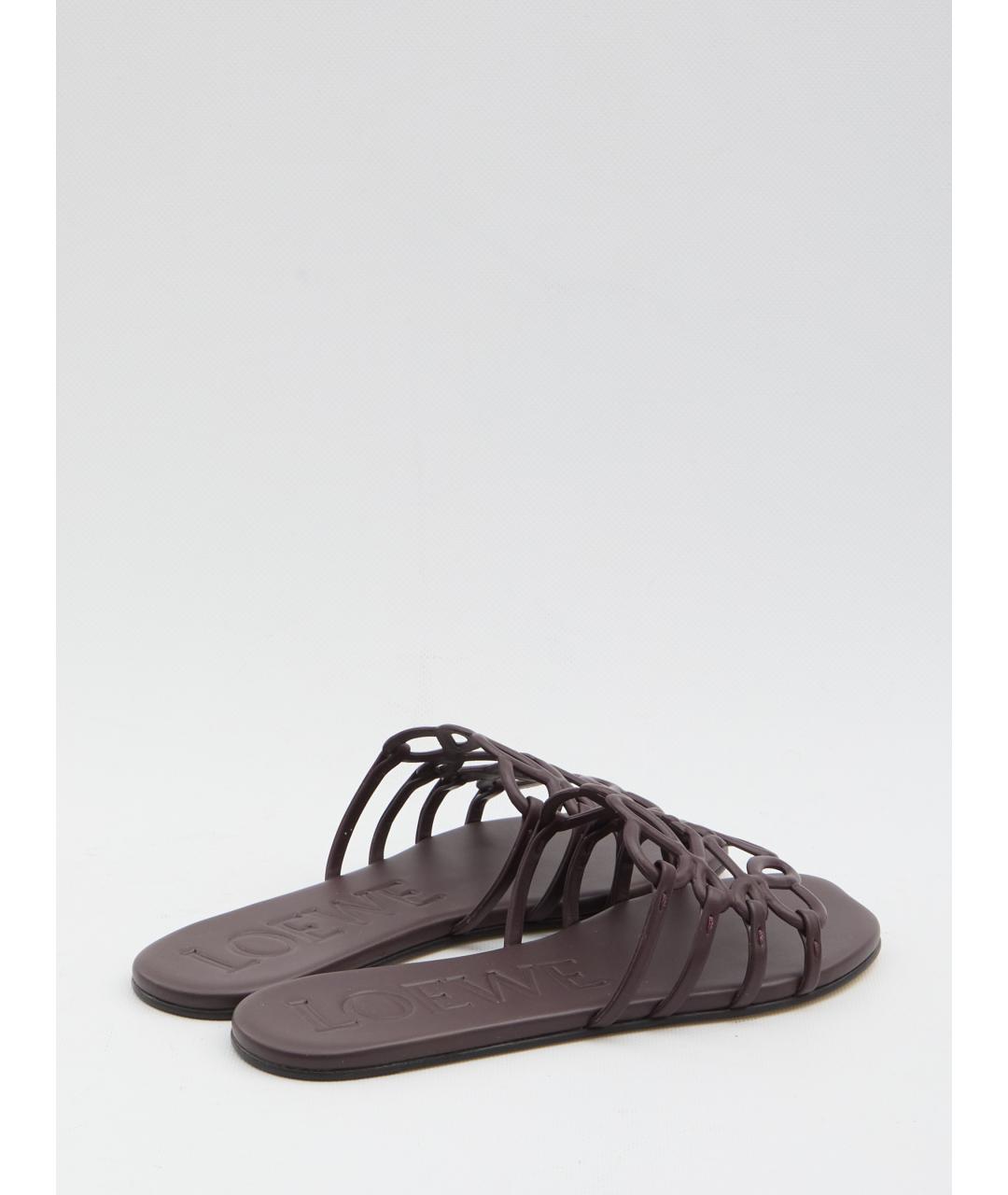 LOEWE Бордовые кожаные шлепанцы, фото 2