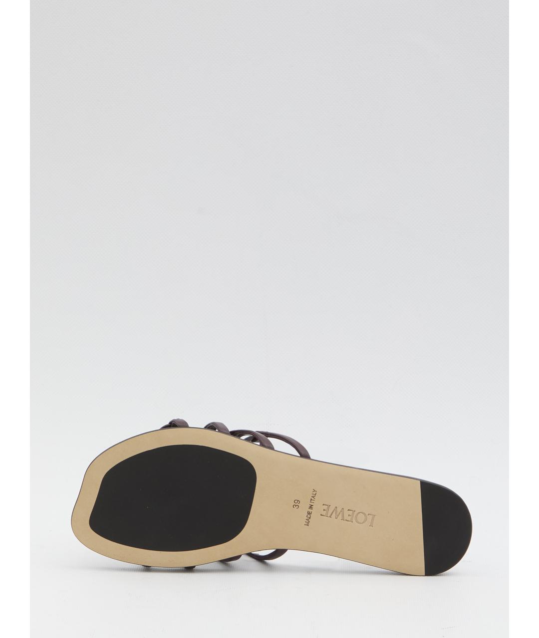 LOEWE Бордовые кожаные шлепанцы, фото 3