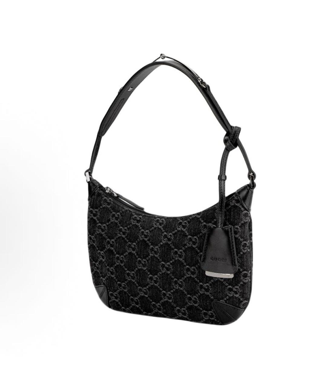 GUCCI Черная тканевая сумка с короткими ручками, фото 3