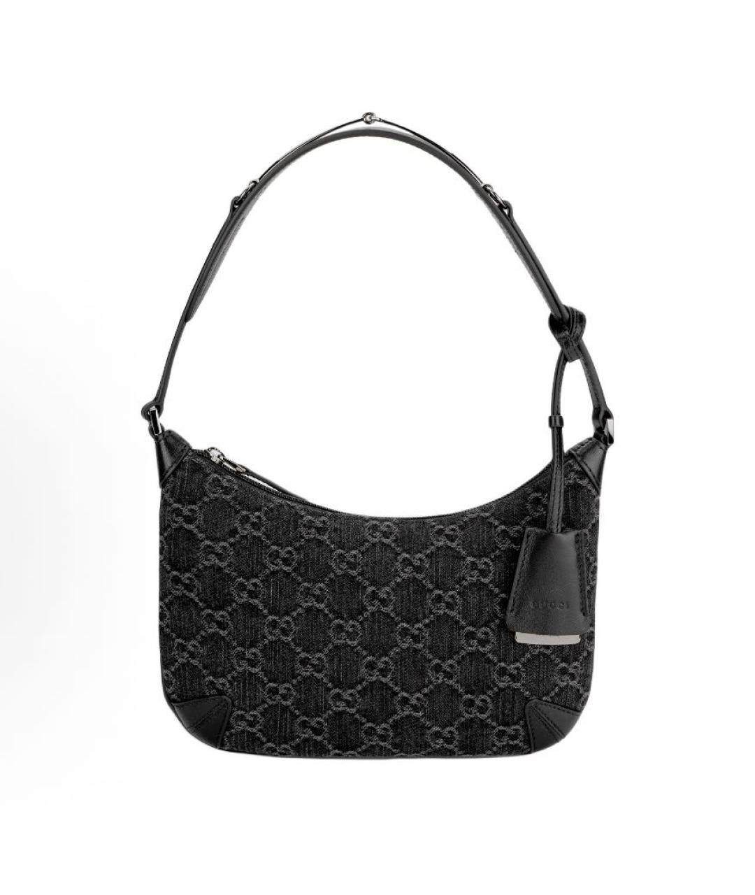 GUCCI Черная тканевая сумка с короткими ручками, фото 4