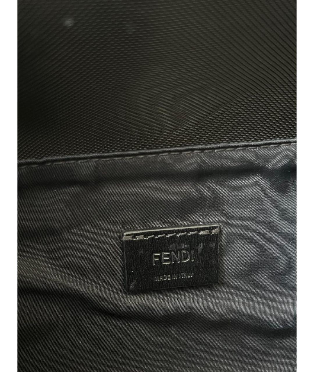FENDI Черная кожаная сумка с короткими ручками, фото 4