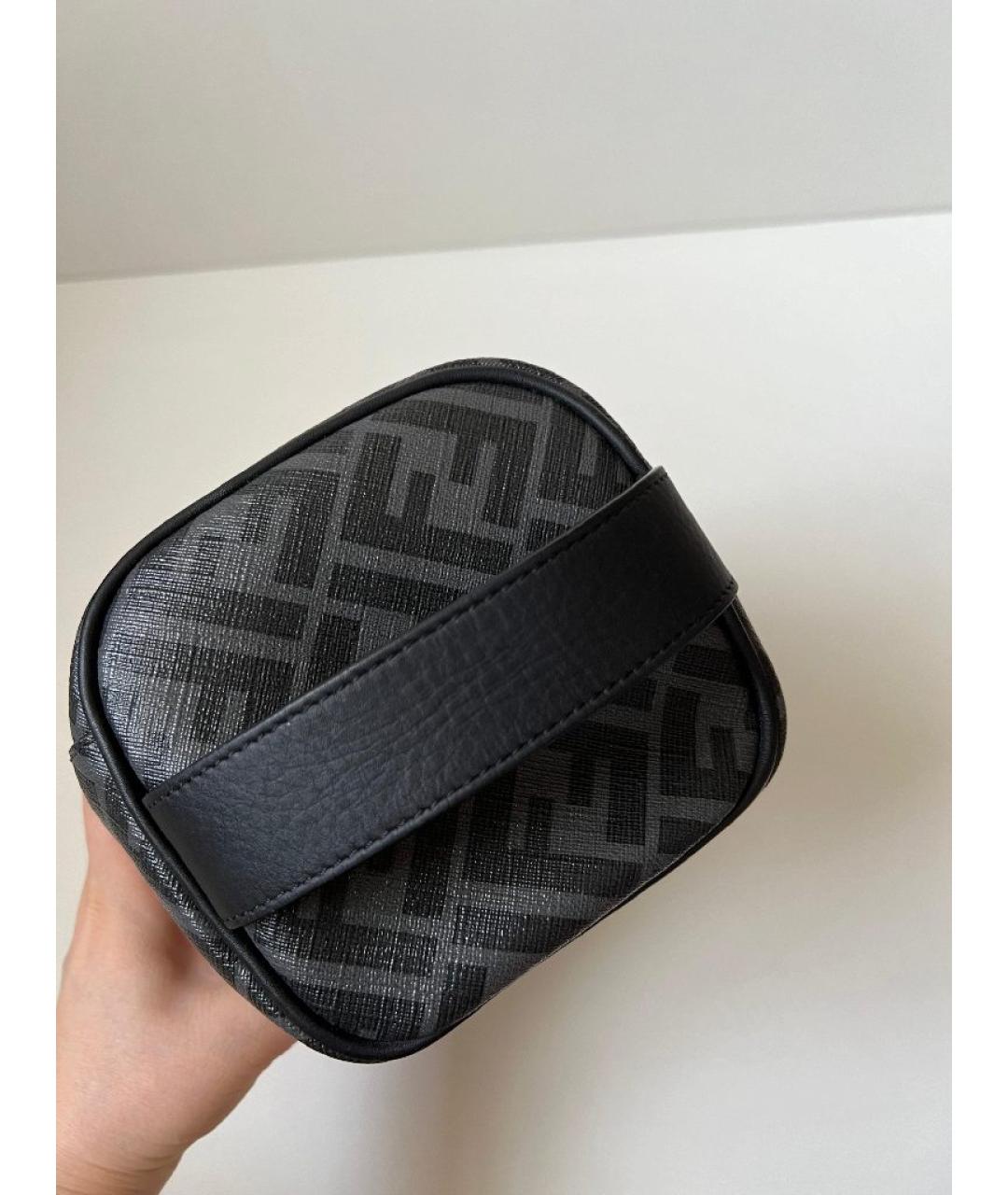 FENDI Черная кожаная сумка с короткими ручками, фото 8