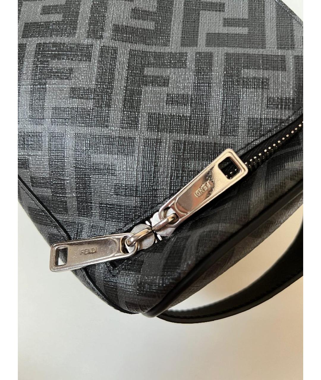 FENDI Черная кожаная сумка с короткими ручками, фото 5