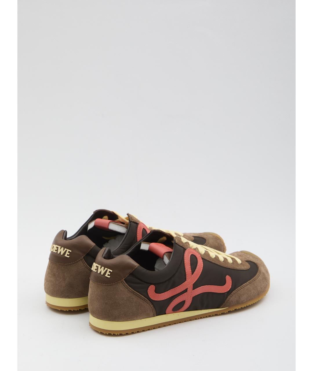LOEWE Коричневые текстильные низкие кроссовки / кеды, фото 3