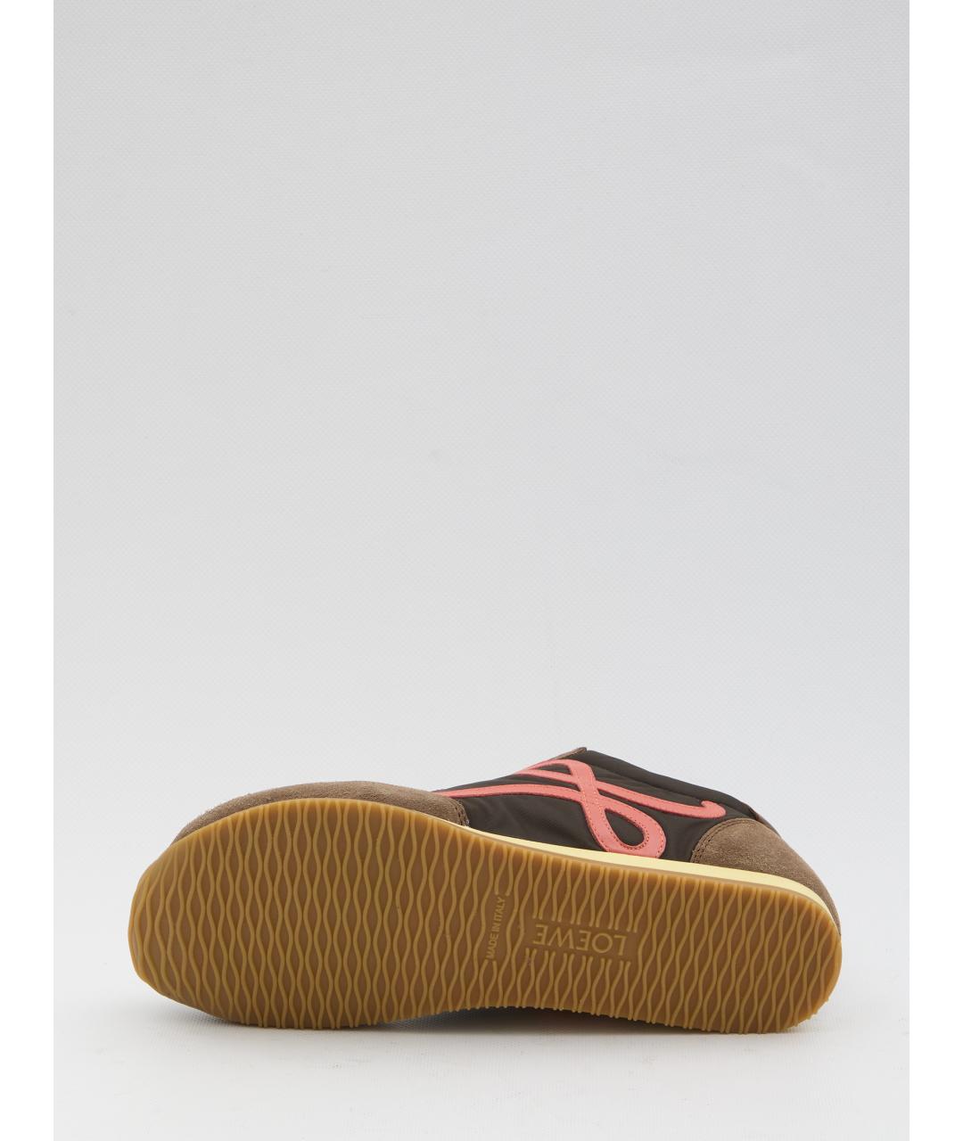 LOEWE Коричневые текстильные низкие кроссовки / кеды, фото 4