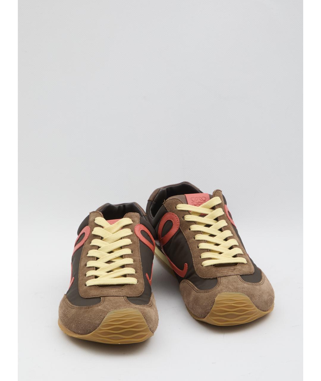 LOEWE Коричневые текстильные низкие кроссовки / кеды, фото 5