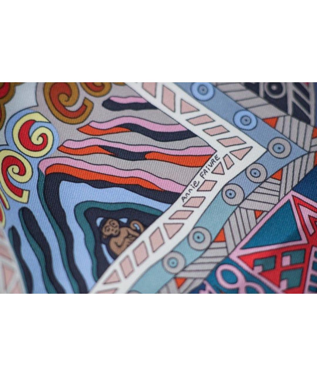 HERMES Голубой шелковый платок, фото 7